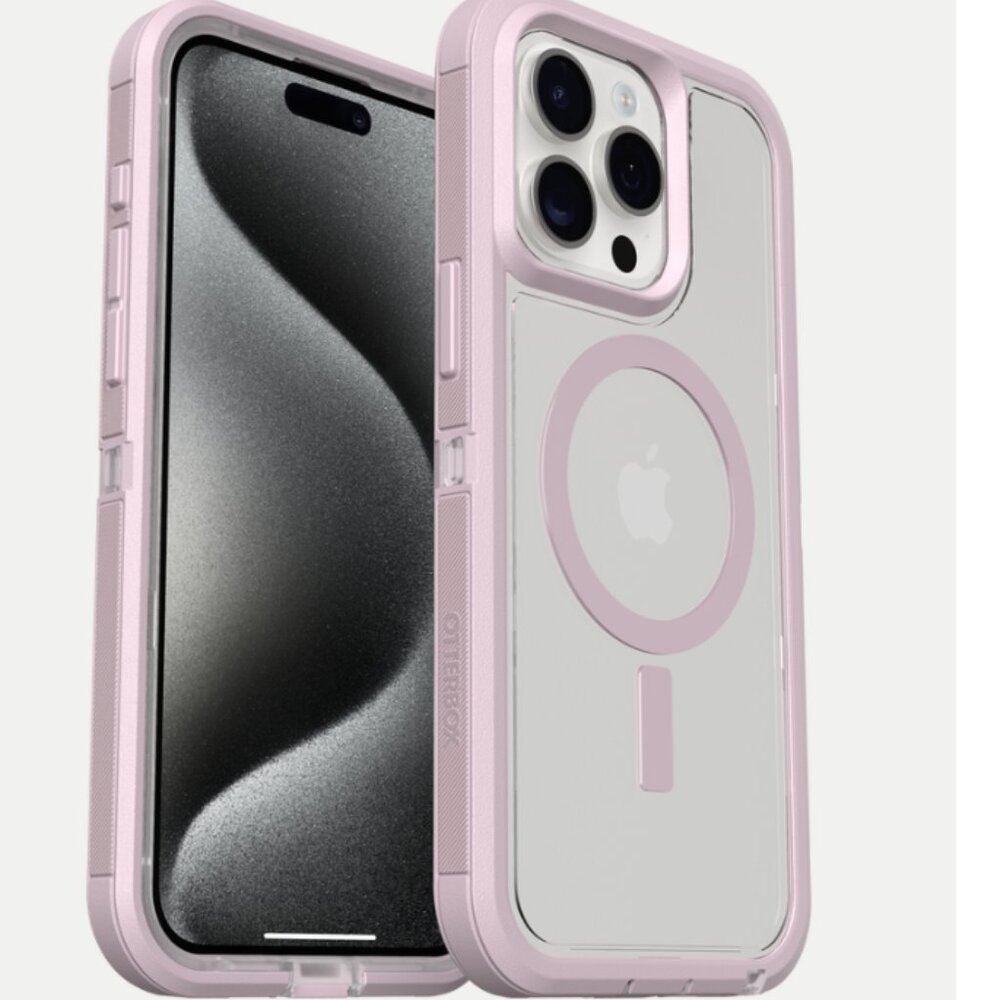 iPhone 15 Pro Max Otterbox Defender Series XT Clear for MagSafe Pink